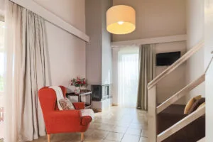 Family House living room with fireplace