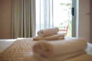 Family House towels on bed